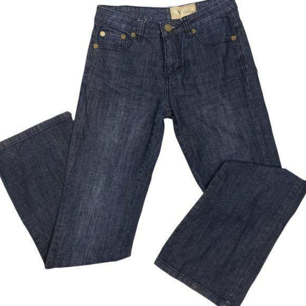 V CRISTINA Jeans Dark Blue‎ Black Wash Mid Rise Boot Cut 4